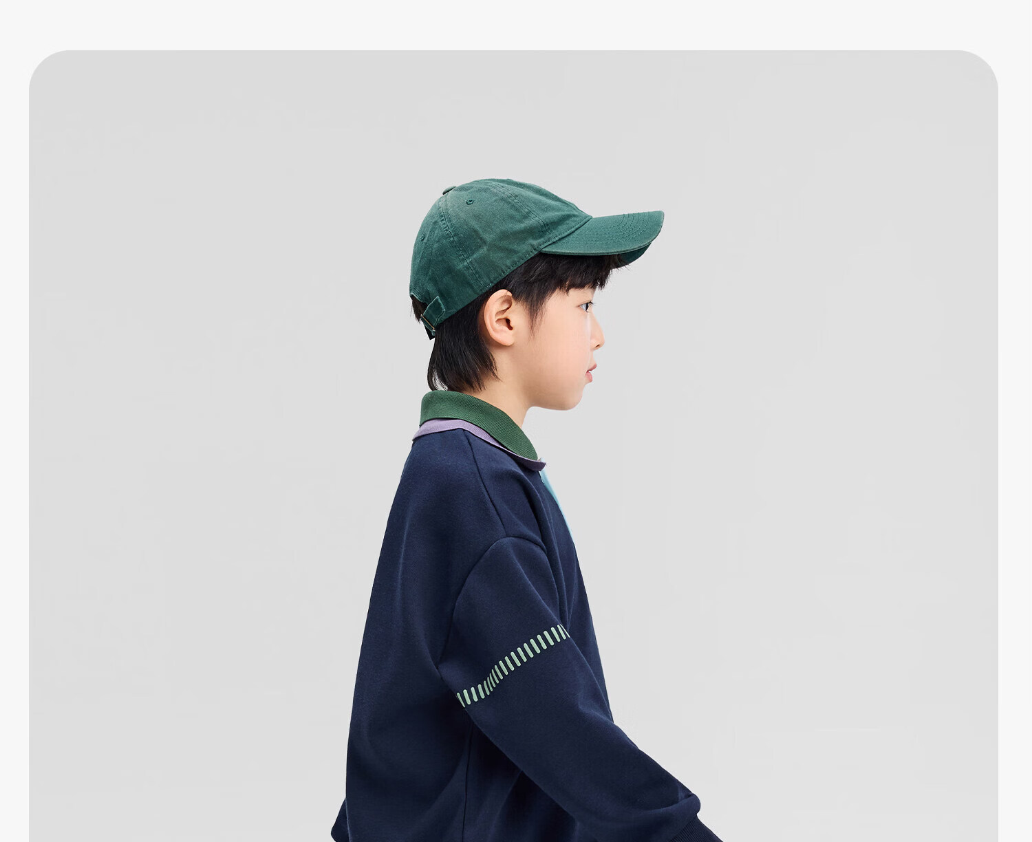Zuo Xi Boys' Polo Collar Sweatshirt 2026 New College Colorblock Children's Spring Top Deep Navy 170 18